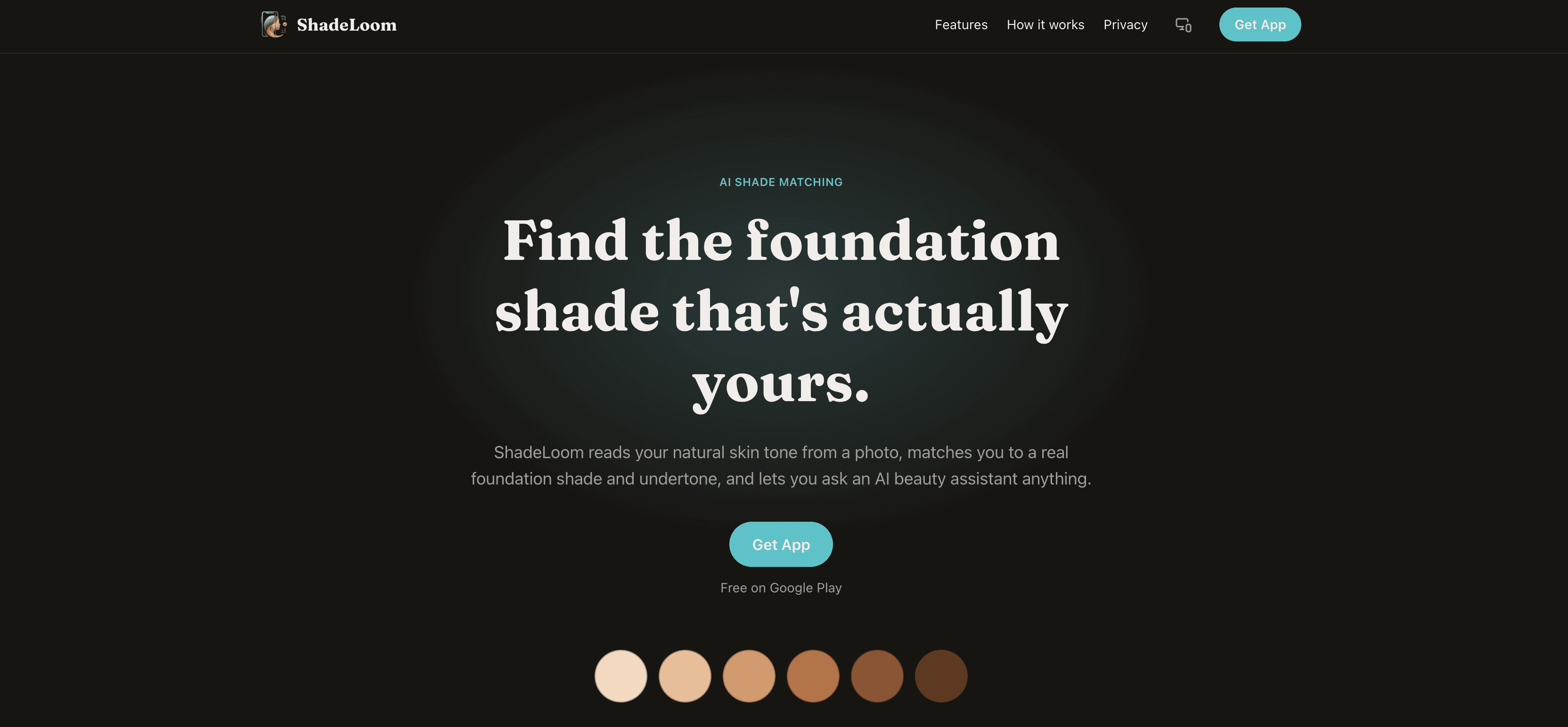 ShadeLoom — AI skin-tone scanner & foundation shade-matcher screenshot 1